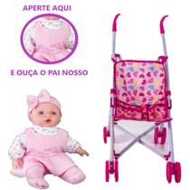 Kit Boneca Baby Minha Primeira Oração Judy + Carrinho Bebê