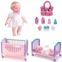 Kit Boneca Baby Oração Com Bolsa de Maternidade e Berço Cama Kit Boneca Baby Oração Com Bolsa de Maternidade e Berço Cama