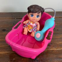 Kit Boneca + Banheira Infantil Brinquedo Menina Criativo Presente Bebê Banho Agua