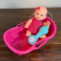 Kit Boneca + Banheira Infantil Brinquedo Menina Criativo Presente Bebê Banho Agua