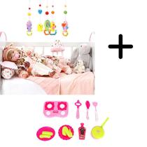 Kit Boneca Bebe Reborn Cegonha Reborn Dolls 22 Itens + Kit Brinquedo Chef De Cozinha