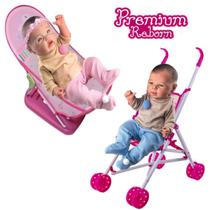 Kit Boneca Bebê Reborn Menina Menino + Banheira e Carrinho