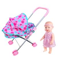 Kit Boneca Bebê Sapekinhas Brinquedo Carrinho Berço Passeio