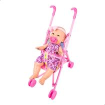 Kit Boneca Bebe Titi Articulavel Com Vestido Chupeta Laçinho 34cm + Carrinho Dobravel 52cm Kit Boneca Bebe Titi Articulavel Com Vestido Chupeta Laçinho 34cm + Carrinho Dobravel 52cm