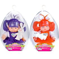 Kit Boneca Cheirosinha Laranja E Uva No Ovo Páscoa C/coelho