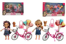 Kit Boneca de Brinquedo Bella Com Bicicleta e Acessórios