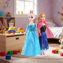 Kit Boneca Frozen Anna e Elsa 30cm Brinquedo Menina Musical Com Acessórios