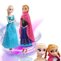 Kit Boneca Frozen Anna e Elsa 30cm Brinquedo Menina Musical Com Acessórios