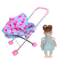Kit Boneca Infantil Bebê Ruiva Danadinha C/ Chupeta Carrinho