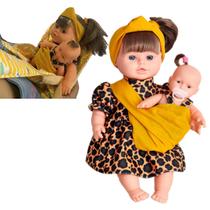 Kit Boneca Infantil Para Meninas Ayana com Filha + Canguru