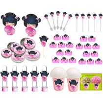 Kit Boneca Japonesa Kokeshi Rosa 99 Peças (10 pessoas)