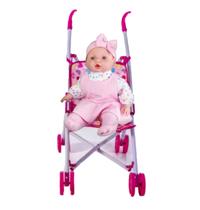 Kit Boneca Judy Minha 1ª Oração + Carrinho de Brinquedo Rosa