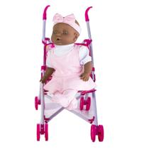 Kit Boneca Judy Negra Minha 1ª Oração 674 Milk + Carrinho