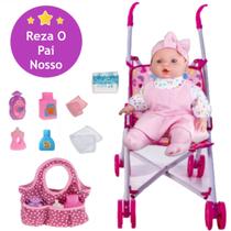 Kit Boneca Judy Oração + Bolsa Acessórios + Carrinho Bebe