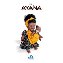 Kit Boneca Mamãe Ayana Negra com Bonequinha Bebê e Chupeta