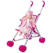 Kit Boneca Menina 2 3 4 Anos Loira Canta Cantigas + Carrinho