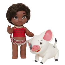 Kit Boneca Moana Bebê Silicone e Porquinho Pua Cotiplás