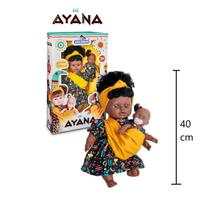 Kit Boneca Negra Mamãe Ayana com Bonequinha Bebê e Roupinha