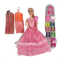 Kit Boneca Princesa Fashion com Roupas e Acessórios Kit Boneca Princesa Fashion com Roupas e Acessórios