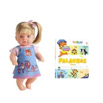 Kit Boneca Que Fala e Ensina Inglês Articulada 30cm Com Livro Bilíngue Sobre Palavras Educativo Montessori Interativo Kit Boneca Que Fala e Ensina Inglês Articulada 30cm Com Livro Bilíngue Sobre Palavras Educativo Montessori Interativo