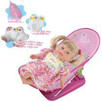 Kit Boneca Rafaeli Toma Mamadeira Faz Xixi + Cadeira Soneca