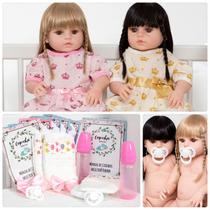 Kit Boneca Reborn Gêmeas Cabelo Longo Com Lindo Enxoval Kit Boneca Reborn Gêmeas Cabelo Longo Com Lindo Enxoval