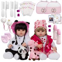 Kit Boneca Reborn Realista Gêmeas Menina Girafinha Pandinha Kit Boneca Reborn Realista Gêmeas Menina Girafinha Pandinha