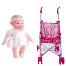 Kit Boneca Reza O Pai Nosso Oração Little Baby Com Carrinho - Milk Brinquedo