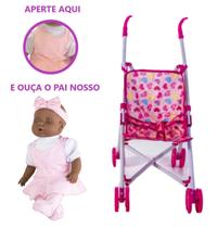 Kit Boneca Reza Ora Pai Nosso Minha 1ª Oração + Carrinho