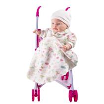 Kit Boneca Rose Ring Manta Com Sons de Bebê e Carrinho Baby