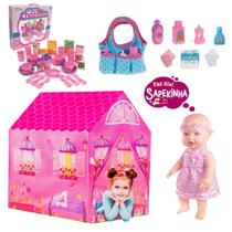 Kit Boneca Sapeka Faz Xixi + Meu Chazinho Bolsinha e Barraca Kit Boneca Sapeka Faz Xixi + Meu Chazinho Bolsinha e Barraca