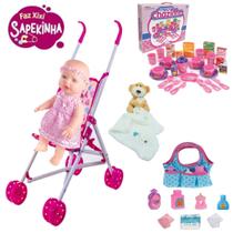 Kit Boneca Sapekinha Xixi + Carrinho + Bolsa + Naninha + Chá