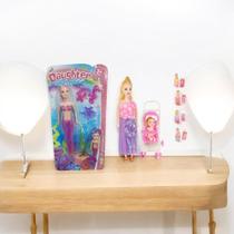 Kit Boneca Sereia Led + Boneca Carrinho Bebê Kit Boneca Sereia Led + Boneca Carrinho Bebê
