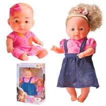 Kit Bonecas Família Infantil Com Mamãe Loira E Bebê Com Roupas Combinando