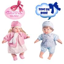 Kit Bonecas Gemeas Menino Joao Pedro e Menina Classic Rose