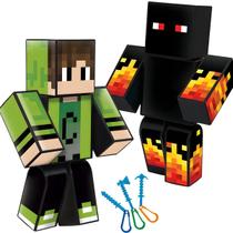 Kit Boneco Articulado Minecraft Cadres e Athos Youtuber 25cm