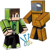 Kit Boneco Articulado Minecraft Cadres e Zoom Youtuber 25cm