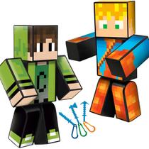 Kit Boneco Articulado Minecraft Cadres Lopers Youtuber 25cm