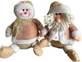 Kit boneco de neve e papai noel sentados barrigudos - rose gold - 44cm - joy - ART CHRISTMAS