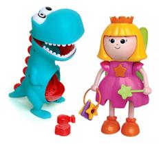 Kit Boneco Dino Papa Tudo E Flora Fadinha Brinquedo Didático