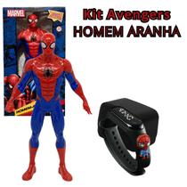 kit Boneco e Relógio Infantil Marvel Avengers Super Heróis