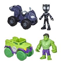 Kit boneco figura hulk e pantera negra com veiculo hasbro