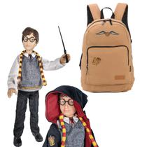 Kit Boneco Harry Potter 45cmCompleto Varinha + Mochila Bege