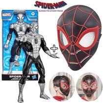 Kit Boneco Homem Aranha Prateado e Máscara Miles Morales