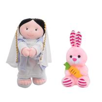 Kit Boneco Jesus de Pano Antialérgico Religioso + Coelho de Pelúcia Branco Especial Páscoa Presente Infantil Decorativo