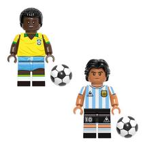 Kit boneco jogadores de futebol pelé e maradona seleçao copa do mundo fifa - BLOCO DE MONTAR