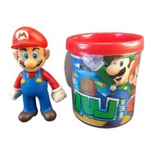 Kit Boneco Mario World Articulado 12Cm + Caneca 350Ml