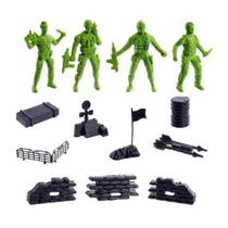 KIT Boneco Militar de Plástico 5 Peças Verde - MASTERTOY