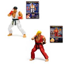 Kit Boneco Ryu e Ken Figura Ação Articulada Street Fighter 2