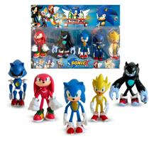 Kit Boneco Sonic 5 Personagens 15 cm Super Sonic Werehog Knuckles metal Sonic